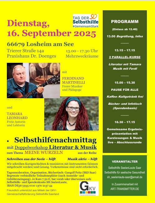 Selbsthilfenachmittag am 16.9. mit Doppelworkshop in Losheim am See